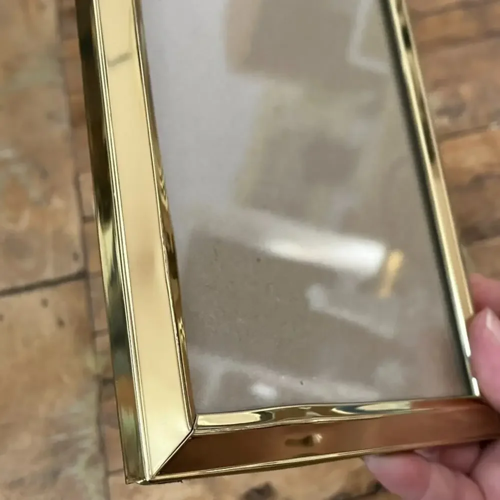 Vintage Solid Brass Striped Metal Gold Photo Frames Fits 5x7 Photos Minimalist